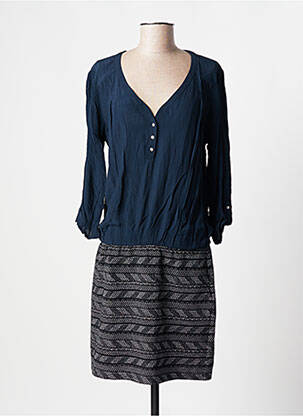 Robe mi-longue manches longues manches longues bleu MOKA'S femme