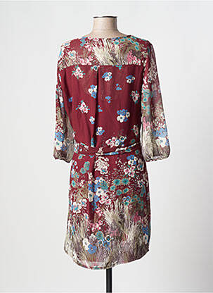 Robe mi-longue imprimé fleurs manches 3/4 rouge MOKA'S femme