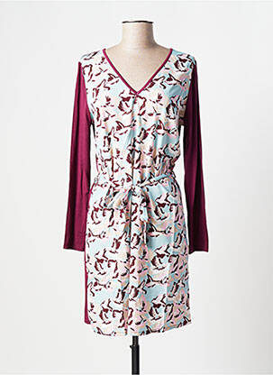 Robe mi-longue imprimé fantaisie manches longues rouge LA FIANCEE DU MEKONG femme