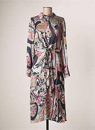Robe mi-longue imprimé fantaisie manches longues bleu ESPRIT femme