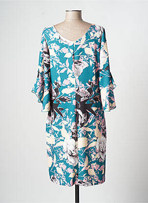 Robe mi-longue manches 3/4 manches 3/4 vert SPG WOMAN femme
