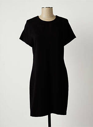 Robe mi-longue tissage crêpe manches courtes noir EVA KAYAN femme