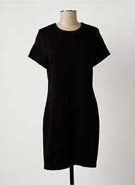 Robe mi-longue tissage crêpe manches courtes noir EVA KAYAN femme