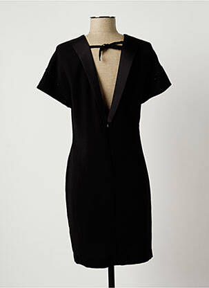 Robe mi-longue tissage crêpe manches courtes noir EVA KAYAN femme