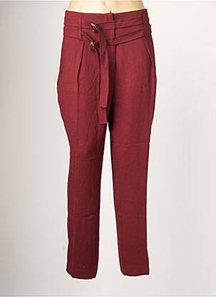 Pantalon droit tissage crêpe taille haute rouge EVA KAYAN femme