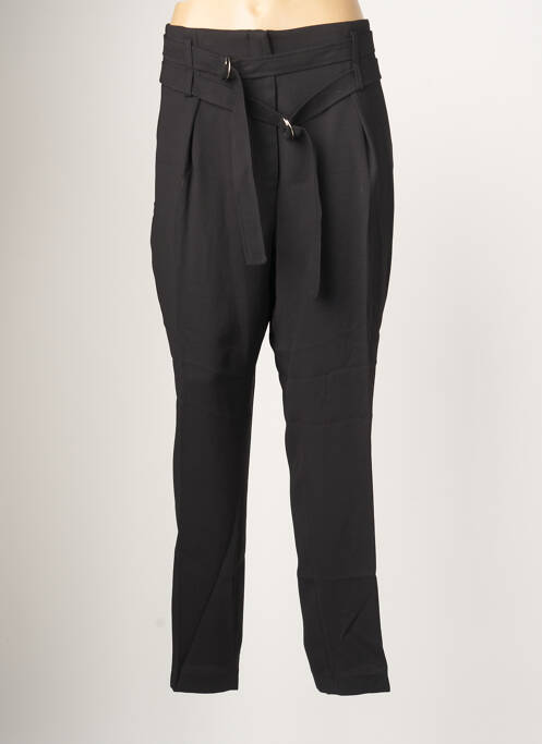 Pantalon droit tissage crêpe taille haute noir EVA KAYAN femme