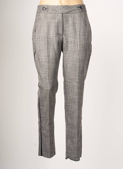 Pantalon chino broderie galons latéraux taille normale gris EVA KAYAN femme