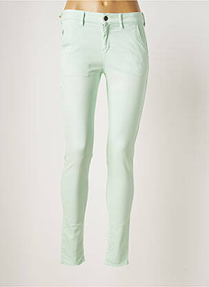 Pantalon chino fermeture zippée sous rabat boutonné taille normale vert COUTURIST femme