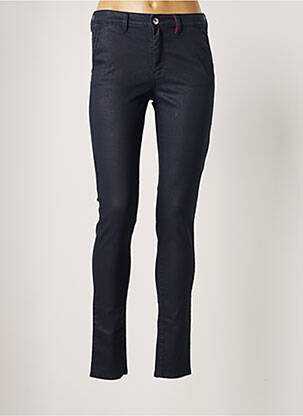 Pantalon chino fermeture zippée sous rabat boutonné taille normale bleu COUTURIST femme