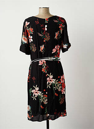 Robe mi-longue imprimé fleurs manches courtes noir DIANE LAURY femme