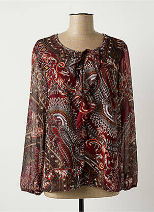 Blouse légère et transparente manches longues rouge DIANE LAURY femme