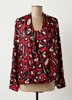 Blouse poignets boutonnés avec fente manches longues rouge EDAS femme