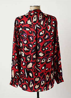 Blouse poignets boutonnés avec fente manches longues rouge EDAS femme
