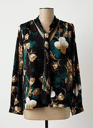 Blouse imprimé fleurs manches longues noir ROSE femme