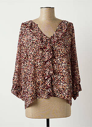 Chemisier tissage crêpe manches longues rouge ROSE femme