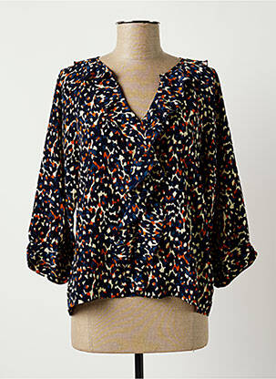 Blouse imprimé fantaisie manches longues bleu ROSE femme