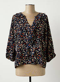 Blouse imprimé fantaisie manches longues bleu ROSE femme