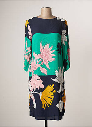 Robe mi-longue imprimé fleurs manches 3/4 bleu JENSEN femme