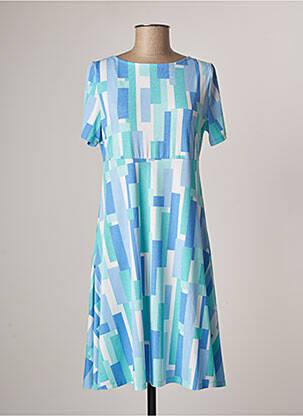 Robe mi-longue manches courtes manches courtes bleu MARBLE femme
