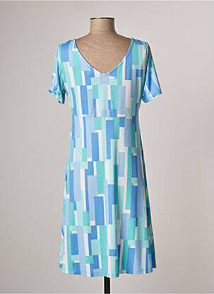Robe mi-longue manches courtes manches courtes bleu MARBLE femme