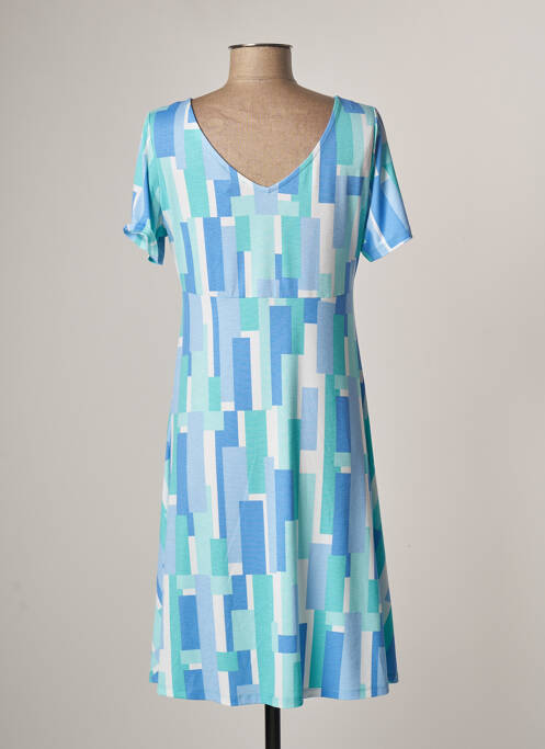 Robe mi-longue manches courtes manches courtes bleu MARBLE femme