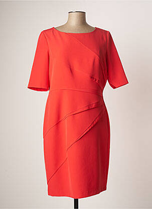 Robe mi-longue tissage crêpe manches courtes orange MICHAELA LOUISA femme