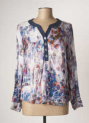 Blouse imprimé fantaisie manches longues bleu GUY DUBOUIS femme
