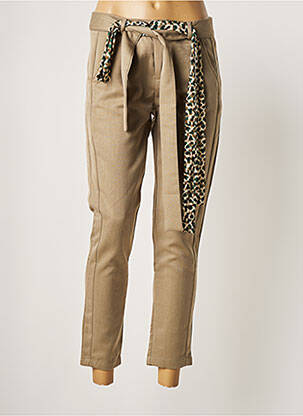 Pantalon 7/8 fermeture zippée sous rabat avec crochet taille basse vert ROSE femme