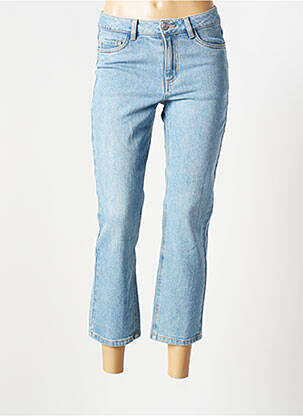 Jeans coupe droite broderie rivets taille haute bleu KAFFE femme