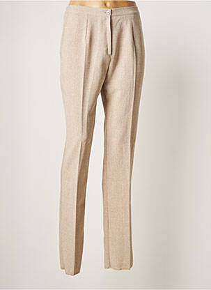 Pantalon slim taille élastique taille haute beige GEVANA femme