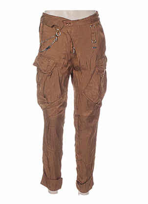 Pantalon 7/8 fermeture zippée sous rabat boutonné taille normale marron HIGH femme