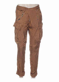 Pantalon 7/8 fermeture zippée sous rabat boutonné taille normale marron HIGH femme
