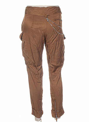 Pantalon 7/8 fermeture zippée sous rabat boutonné taille normale marron HIGH femme