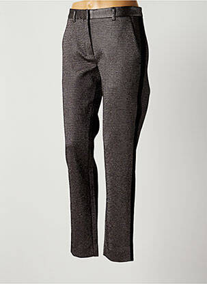Pantalon droit fermeture zippée sous rabat avec crochet taille normale gris COSTUME NEMUTSO femme
