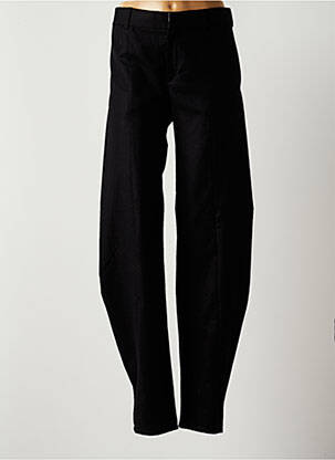 Pantalon chino fermeture zippée sous rabat avec crochet taille normale noir OKTOBER femme