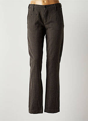 Pantalon chino fermeture zippée sous rabat boutonné taille normale gris RA-ER femme