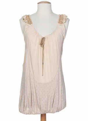 Top col v sans manche beige ICHI femme