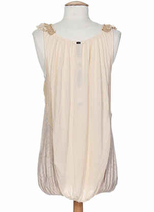 Top col v sans manche beige ICHI femme