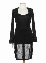 Robe mi-longue manches longues manches longues noir OKTOBER femme