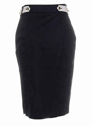 Jupe mi-longue fermeture zip latéral noir BLACK LABEL femme