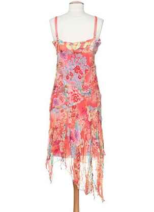 Robe mi-longue imprimé fantaisie sans manche orange TOY G femme