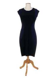 Robe mi-longue fermeture zippée au dos manches courtes bleu ALMA LIBRE femme