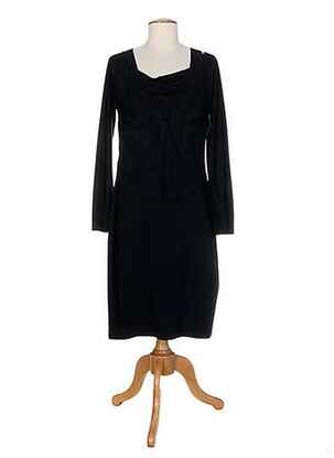 Robe mi-longue manches longues manches longues noir ALMA LIBRE femme