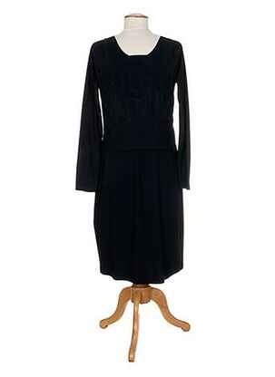 Robe mi-longue manches longues manches longues noir ALMA LIBRE femme