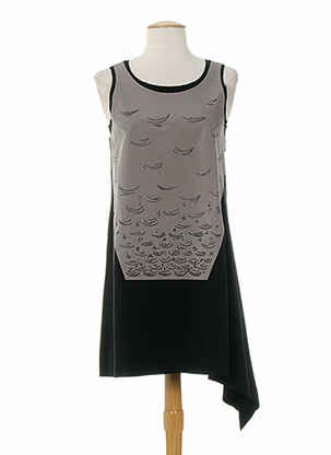 Robe mi-longue sans manche sans manche noir ALMALIBRE femme