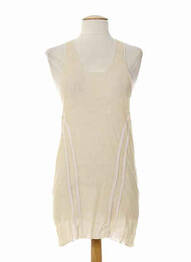 Tunique sans manche coupe cintrée beige ALMALIBRE femme