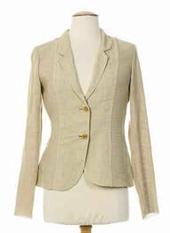Veste casual col chemisier beige ALMALIBRE femme