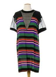 Robe mi-longue fermeture zippée au dos manches courtes noir COSTUME NATIONAL femme