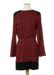 Robe mi-longue imprimé fantaisie manches longues rouge COSTUME NATIONAL femme