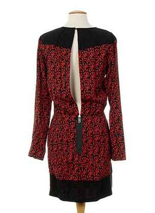 Robe mi-longue imprimé fantaisie manches longues rouge COSTUME NATIONAL femme